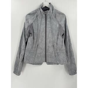 Lululemon Travel to Track Jacket Womens 8 Gray Full Zip Floral Print Pockets